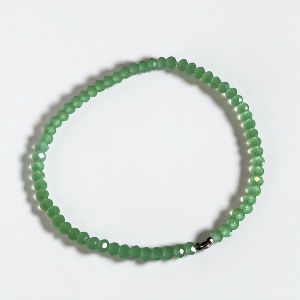 5 For $20 Lime Green Czech Glass Beaded Stretch Bracelet Cc
